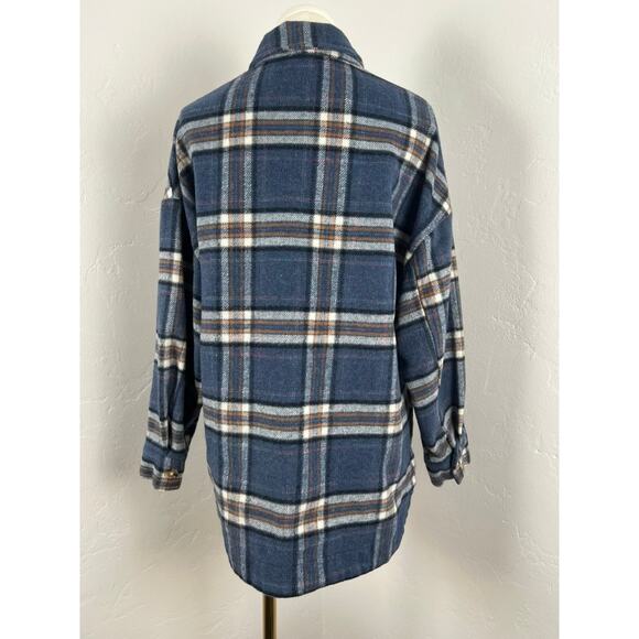 FLANNEL BLANKET JACKET Blue Plaid (Womens: Small) - Picture 7 of 11